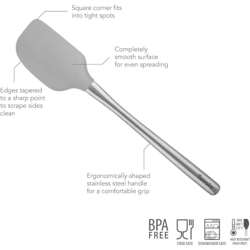 Tovolo Flex-Core Silicone Spatula, Stainless Steel Handle, Oyster Gray - color: Oyster Gray, style: Spatula