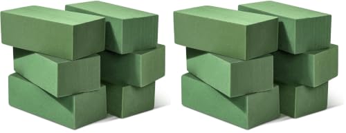 6 Pcs Floral Foam Blocks for Flower Arrangement (Larger Size 9” Lx4.3” Wx3” H) Wet and Dry Green Floral Foam for Wedding, Birthdays, Home Decorations (Pack of 2) - size: Large Size (Pack of 2)
