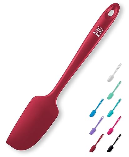 DI ORO Mini Silicone Spatula - Small Jar Scraper, 600F Heat Resistant, Red - color: Red