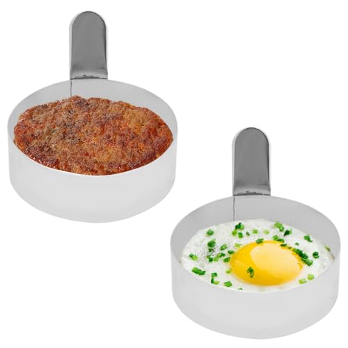 2Pcs Egg Rings Set Round Mini Pancakes Maker Molds Egg Cooking Shaper - size: 3.5in*2pcs