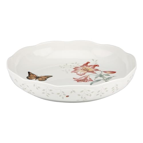 Lenox Butterfly Meadow Low Serve Bowl, White - - style: Low Serving Bowl