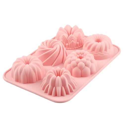 6 Cavity Multi Pattern Flower Bundt Silicone Chocolate Molds - color: Style A
