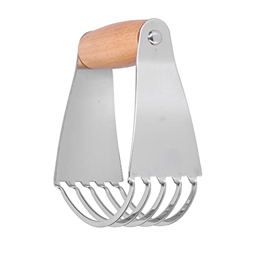 Dough Blender Pastry Cutter with Stainless Steel Blades & Beech Wood Handle - Heavy Duty Kitchen Baking Tool for Pizza, Pastries, Cakes, Pie Crust