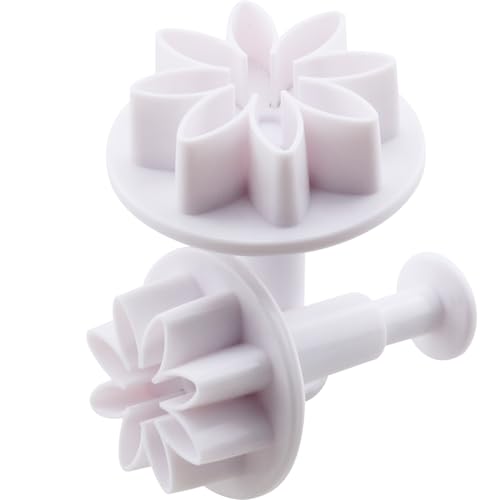 ZCZQC 4PCS Pastry Molds Small Daisy Shaped Piston Cutters Candy Cake Cupcake Decorating DIY Molds for Cutting Sugar Paste Fondant and Cookies