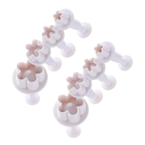 8Pcs Flower Plunger Cookie Cutter DIY Blossom Flower Cake Fondant Mold Plastic Cake Decorating Tools Baking Accessories Cookie Cutters For Baking Plastic, Fondant Cutter