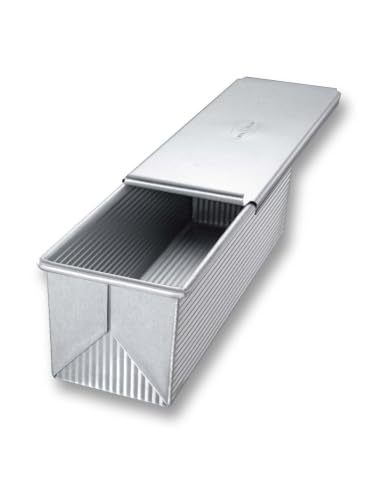 USA Pan Bakeware Pullman Loaf Pan With Cover, 9 x 4 inch, Nonstick & Quick Release Coating, Made in the USA from Aluminized Steel - size: 9 x 4, style: with Lid