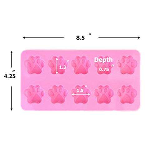 2 PACK Combo Mini & large Silicone DOG Pet Animal Paw Print Ice Cube Chocolate Soap Candle Tray Mold Party maker