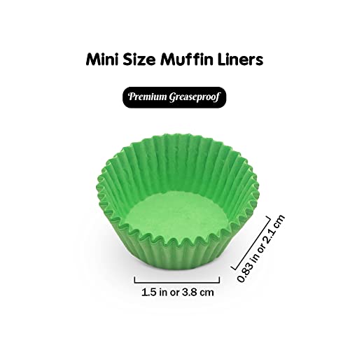 Green Mini Cupcake Liners Natural Greaseproof Paper Muffin Baking Cups, 500-Count - color: Green