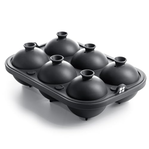 Large Ice Cube Silicone Molds Sphere & Cube Combo Funnel, Single (Charcoal) - color: Single (Charcoal)