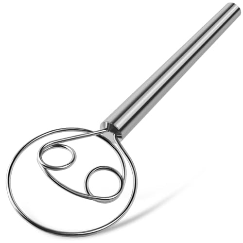 TEEVEA Danish Dough Whisk, Stainless Steel for Sourdough Bread - color: Stainless Steel 2-eye