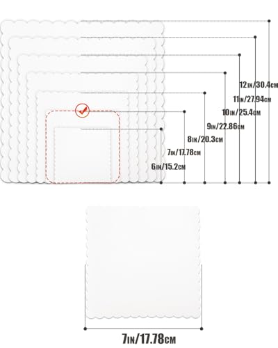qiqee White 7 Inch Wave Cake Boards 15-Packs Squares Base Food-Grade Cardboard Wave Cake Plate（Thinner But Stronger） - size: 7 inch cake boards