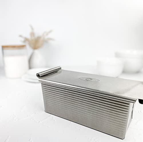 USA Pan Pullman Loaf Pan, 9 x 4 x 4, Aluminized Steel - size: 9 x 4, style: with Lid, Set of 2