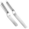 2 Pcs Cake Frosting Spatula Set, 6" & 8" Stainless Steel Icing Spatula for Cakes - Small Offset Spatulas for Cake Decorating, Baking Tools (Silver)