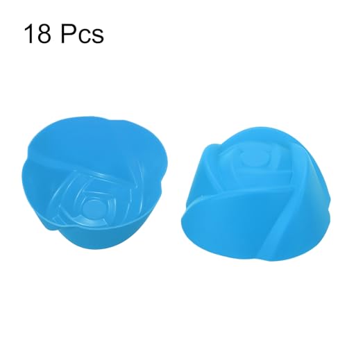 uxcell 18pcs Silicone Cupcake Liners, 2.75 Inch Reusable Baking Cups Nonstick Muffins Mold for Birthday Wedding Party, Blue Flower - color: Blue