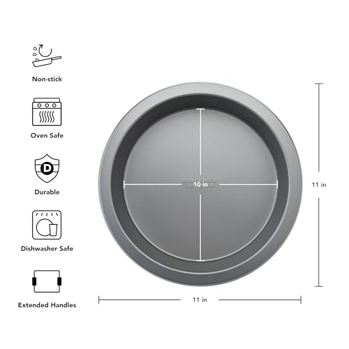 KitchenAid Nonstick Aluminized Steel Round Cake Pan, Dishwasher Safe, Contour Silver, 10 Inch - color: Contour Silver, size: 10 Inch