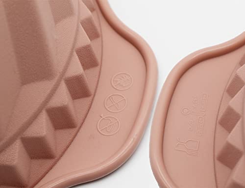 Kenond 9.5 Inch Silicone Fluted Cake Pan, Non-Stick, With Sturdy Handle - color: Pink, size: 1 Pack