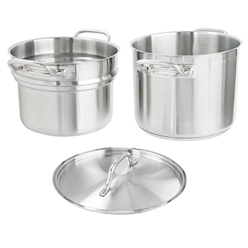 TrueCraftware- 8 Quart Stainless Steel Double Boiler 3 Piece Set Steam Melting Pot Double Boiler Pot for Chocolate Candy Butter Cheese Baking - color: Stainless Steel, size: 8 Quarts