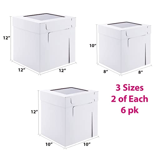 Tall Cake Boxes for Tier Cakes,3 Sizes 6 Pack