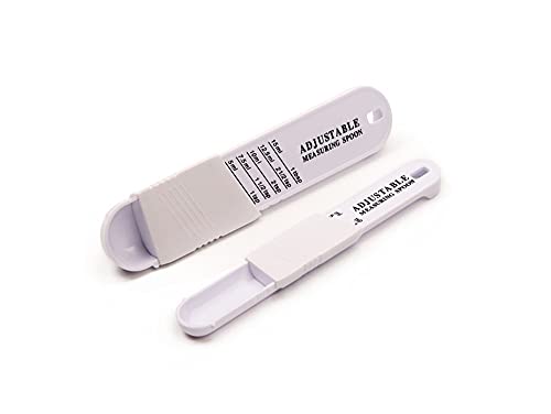 2-Piece Premium WinAimer Kitchen Adjustable Teaspoon And Tablespoon Set, Plastic, Measuring Spoon for Baking, Cooking Powder, Dry and Liquid Ingredient (White)