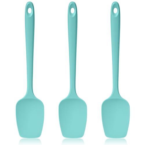600ºF Heat Resistant Silicone Spoon Spatula Set of 3, Aqua Sky - color: (1) Aqua Sky, size: 3 Spoon Spatulas