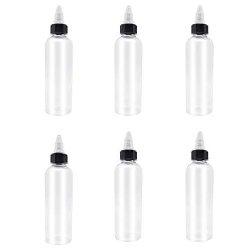 6 Pcs Dispensing Bottles, 4oz Plastic Squeeze Bottles with Twist Top Cap