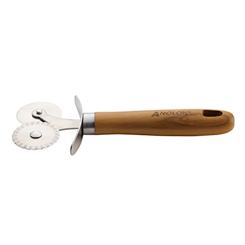 Anolon Tools and Gadgets 3-Piece Prep Set Pastry Wheel Cutter, Pastry Brush, 19" French Rolling Pin
