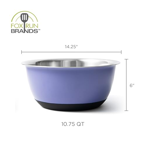 Fox Run Stainless Steel Mixing Bowl, Purple, Large 10.75 Quart Mixing Bowl - color: Purple, size: 10.75 Quart