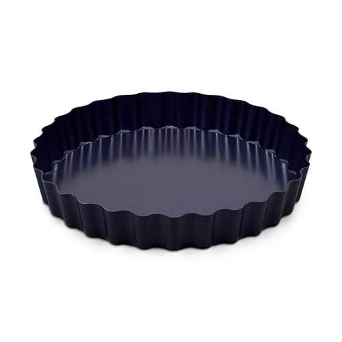 Zyliss E980197 Non-Stick Loose Base Tart Tin | 25cm/10in | Carbon Steel | Dark Blue | Cake Tin/Baking Tin/Bakeware/Cake Mould | Dishwasher Safe | 5 Year Guarantee - style: Loose Base Tart Tin