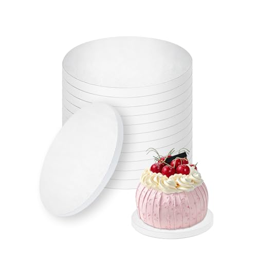 12PCS 8 Inch Round Cake Drums, Thick Sturdy Cardboard Base, Food Grade Cake Boards, Ideal for Baking, Decorating, Wedding, Party, Gifting and Daily Use - size: 8 Inch