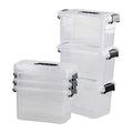 5 L Plastic Storage Bin with Lid, Transparent Organizing Box Set of 6 - color: Black