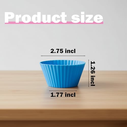 Reusable Silicone Cupcake Liners, BPA Free Silicone Muffin Cups for Baking, Oven Microwave Air Fryer Safe, 2.75 x 1.7 x 1.2 Inches, Dishwasher Safe Baking Cups, 8 Rainbow Colors, 24 Pack - color: Pink, Blue, Yellow, Orange, Green, Purple, Red, Peacock Blu
