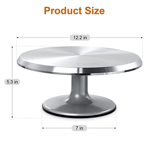 Cake Stand Rotating 12", Cake Spinner for Decorating, Wedding, Aluminium