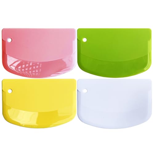 Hard Dough Scraper 4 PCs PP Plastic Bench Scraper Food Scraper