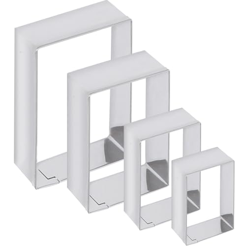 Rectangle Cookie Cutter ANCKNE Stainless Steel Rectangle Biscuit Molds Square Pastry Molds Fondant Cake Cookie Cutter Set 1 Inch Depth - color: Rectangle