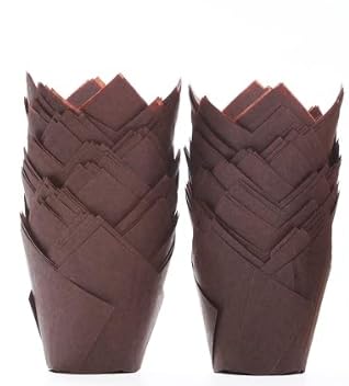 Caperci 150pcs Brown Tulip Muffin Cupcake Liners for Baking - color: Brown