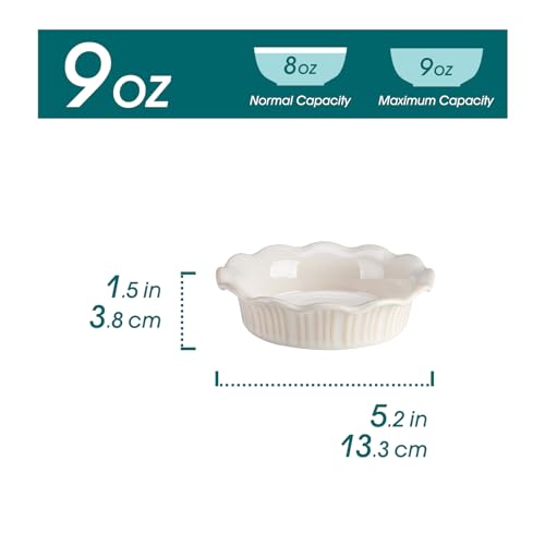 vancasso Ceramic Mini Pie Pans Set of 6, 5.2 Inch Small Pie Dishes, White - color: White