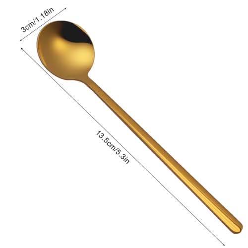 Pack of 8 Gold Stainless Steel Espresso Spoons, 5.3 Inch Mini Teaspoons Set for Coffee, Dessert, Cake, Ice Cream, Tea, Sugar, Cappuccino, Mirror Finish Small Spoon Set - color: Gold