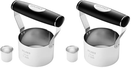 HULISEN 3 inch Biscuit Cutter, Stainless Steel Round Cookies Cutter with Soft Grip Handle, Gift Package (Pack of 2) - size: 3" Round Cutter (Pack of 2)