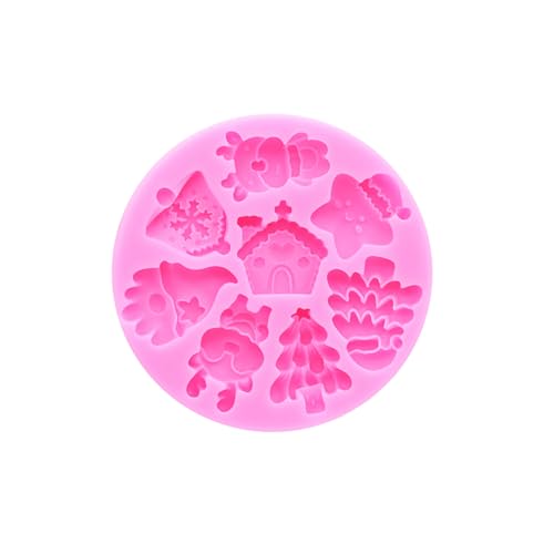 4PCS Christmas Theme Silicone Mold Snowflake Christmas Tree Snowman Bell Creative Baking Chocolate Cake Dessert Decoration Mold DIY Resin Jewelry Accessories Silicone Molds SD-352-378-532-734 - color: Style D