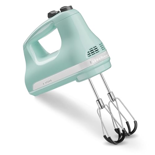 KitchenAid 6 Speed Hand Mixer w/Flex Edge Beaters, KHM6118, Ice Blue - color: Ice Blue