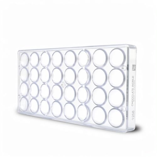 Chocolate World 1258 Clear Polycarbonate Candy Mold with 32 Hemisphere Cavities 27mm Diameter x 13.5mm High - size: 27mm Dia x 13.5mm H