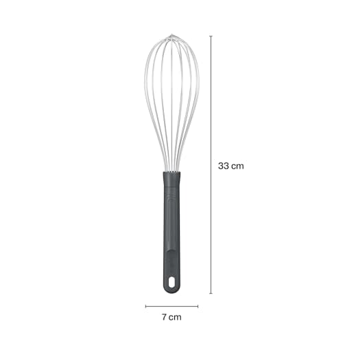Zyliss Balloon Whisk - Sustainable Wheatstraw Handle Wire Head Whisk - Nonstick Heat-Resistant Cooking Tool for Whisking, Beating, & Mixing Cookware - Easy to Use - 11.8" x 2.5" - Beluga Grey - Large - style: Ballon Whisk (Large)