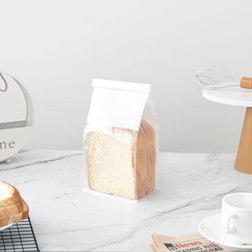 50Pcs Small Paper Bakery Bags with Tin Tie Tab Lock 11" x 5.1" x 3.9" - color: White, size: Small