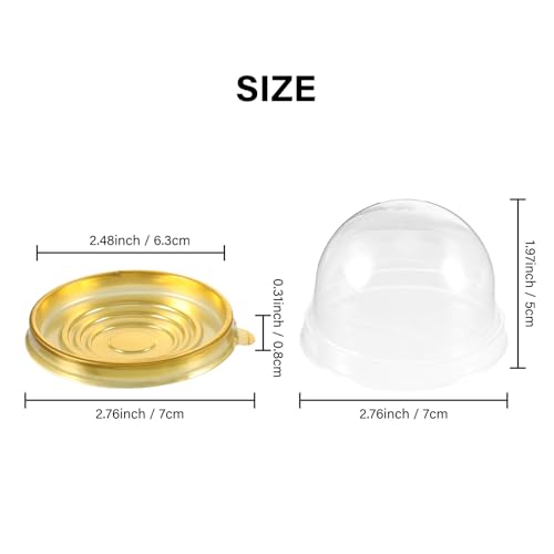 Patelai 50 Pcs Mini Cupcake Containers Clear Plastic Dome Boxes, Gold - color: Gold