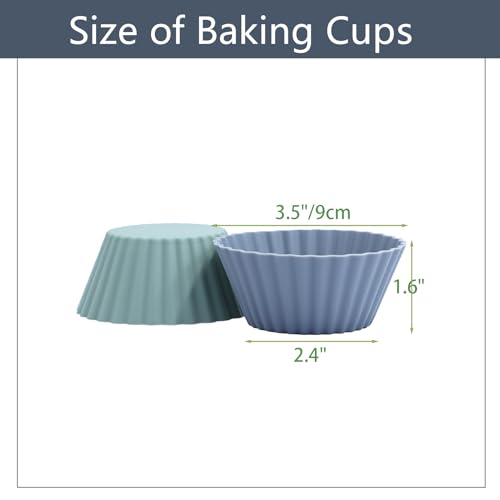 Large Silicone Baking Muffin Cups, 12Pack Reusable Cupcake Liners Molds - color: Grey Series, size: Large