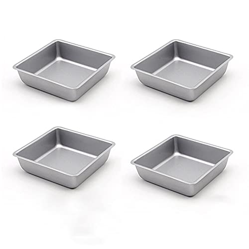 Flunyina 4 Inches Non-Stick Square Cake Pans Set of 4 Carbon Steel Cake Molds for Home Daily Housewarming Wedding Birthday Party Brownie Making