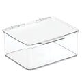 mDesign Plastic Playroom and Gaming Storage Organizer Box Containers with Hinged Lid for Shelves or Cubbies, Holds Small Toys, Building Blocks, Puzzles, Markers, Controllers, or Crayons, 8 Pack, Clear