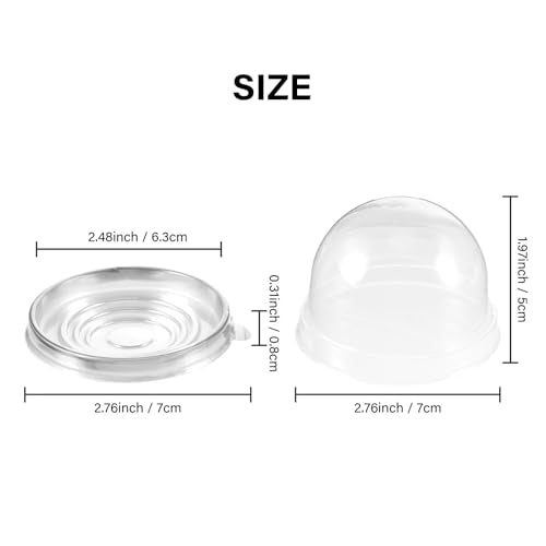 Patelai 50 Pcs Mini Cupcake Containers Clear Plastic Dome Boxes, Silver - color: Silver
