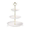 Sweejar 3 Tier Ceramic Cake Stand Wedding, Dessert Cupcake Stand for Tea Party Serving Platter(Rose White) - color: Rose White