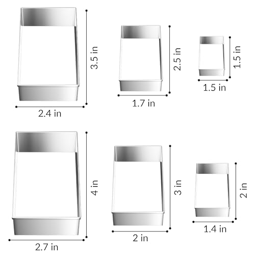 FUSOTO 6PCS Rectangle Cookie Cutter Set, Stainless Steel, 1.5-4 Inch - style: Rectangle